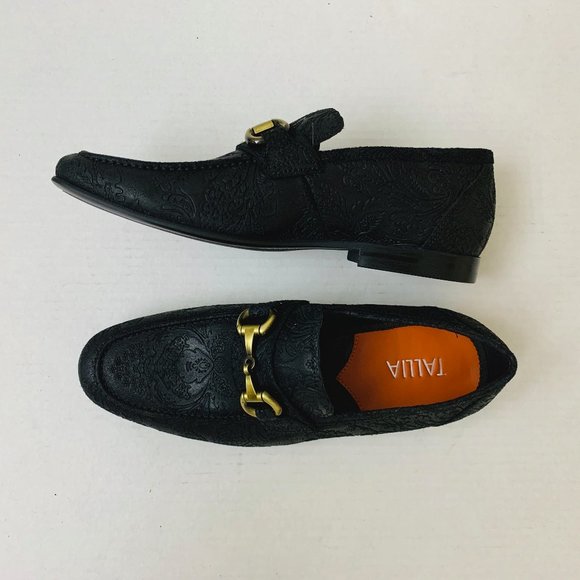 $150 Tallia Men Patrizio Bit Loafers Leather Black Embossed Embroidery Size 8.5M main image 13